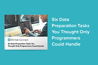 Cover of Minitab Connect blog with businessman using  Minitab connect to prepare his data.
