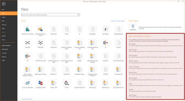 Feature: Hide non-workflow project template