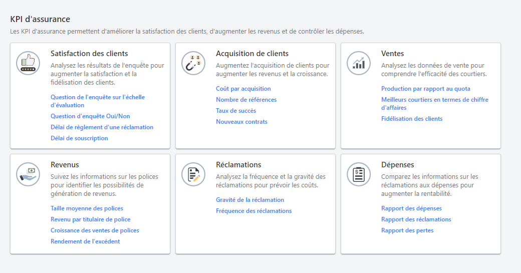 Capacités du module pour le secteur des assurances