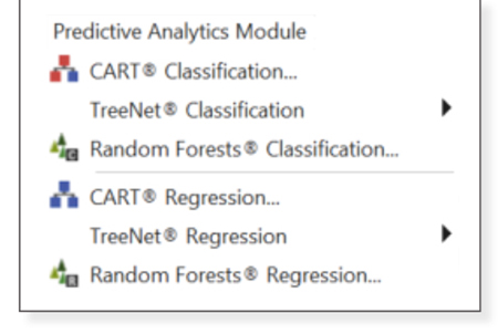 Navigation dans le menu d’analyse prédictive Minitab 
